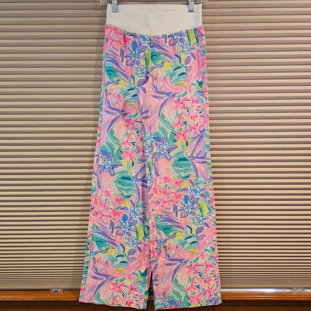 Lilly Pulitzer Beach Palazzo Pants "It Was All A Dream" XXS Wide Leg Linen Pants